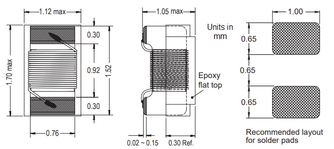 Mechanical Drawing - Fastron 0603AQC Wire-wound Ceramic Chip Inductors